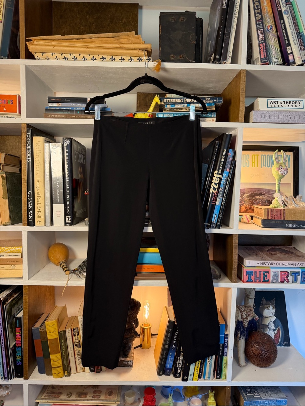 Theory Black Straight-Leg Stretch Pants